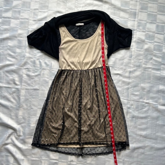 LUSH Black & Nude Dress with Metallic Polkadot Details - Picture 7 of 13